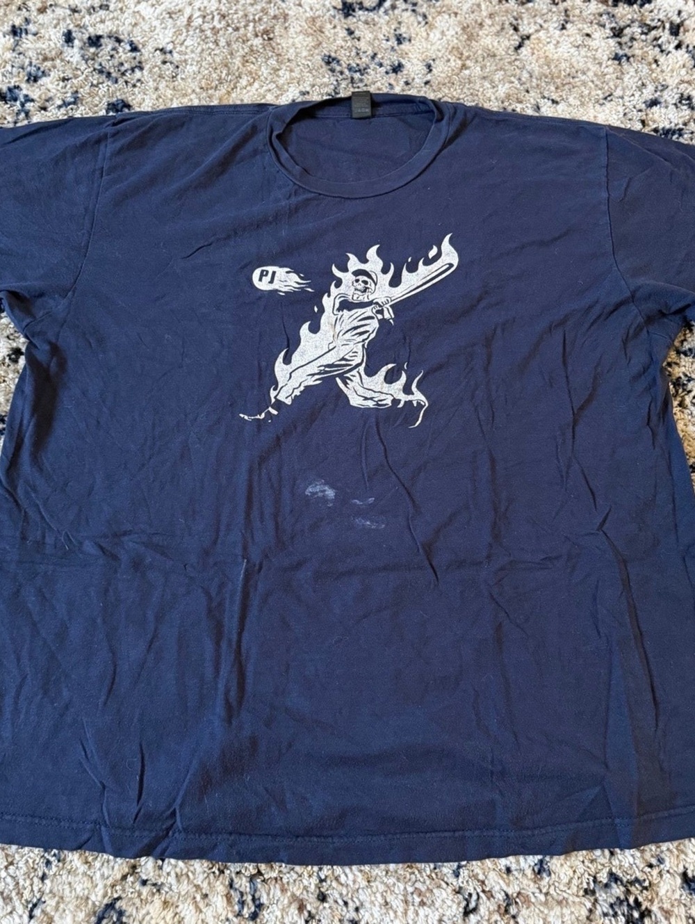 Pearl Jam 2018 Tour Flaming Skeleton Tee XL Navy